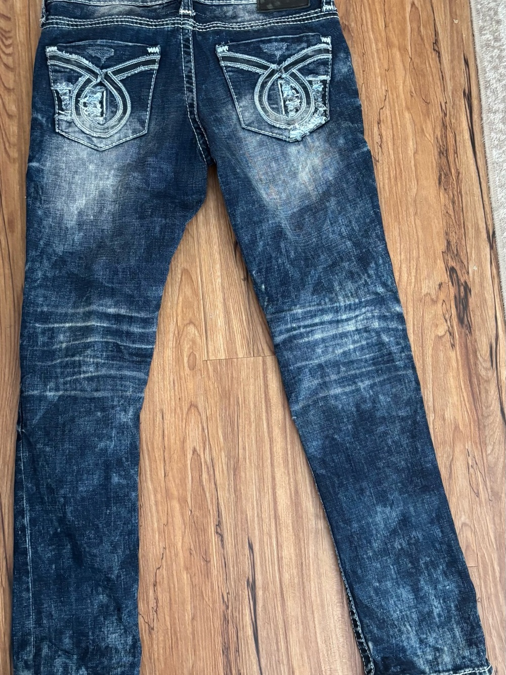 Big Star Women’s Skinny Jeans in Dark Blue with Washed Distress